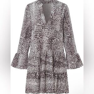 Women’s Leopard Print Deep V-Neck Ruffle Dress